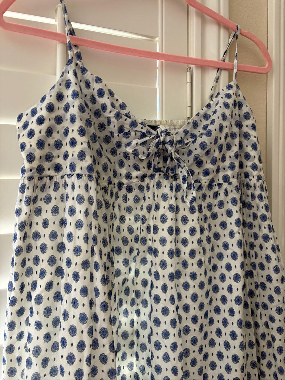 J. Crew White summer Dress with Blue Dot Print - Picture 3 of 7